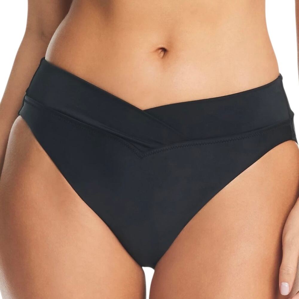 Bar III Women’s V Waist High Leg Bikini Swimsuit Bottom Black Size S